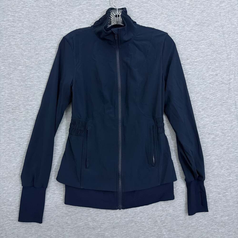 Lululemon Womens Size 6 Navy Blue Sights Seen Jacket Full Zip Cinch Waist